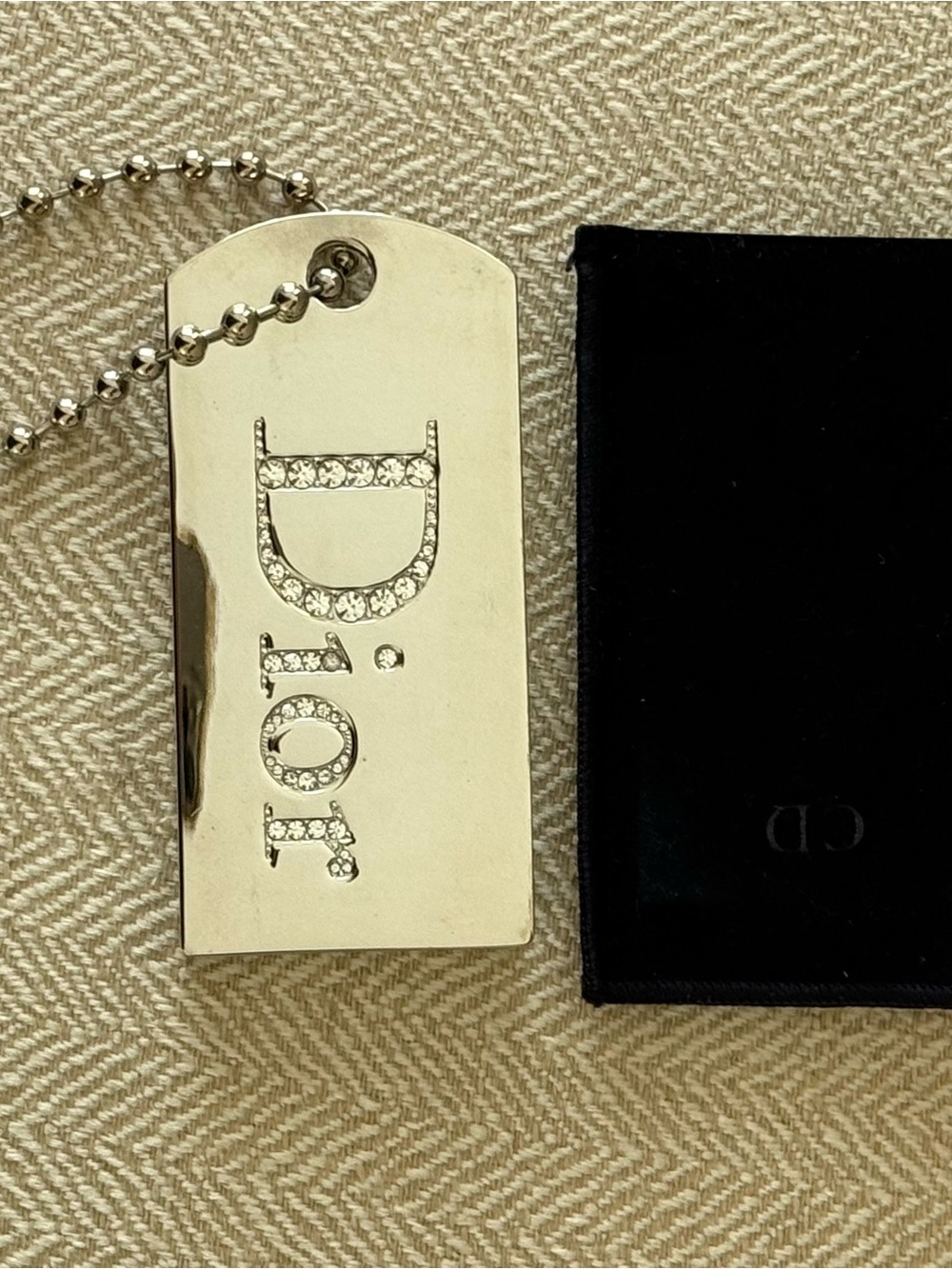 Vintage Christian Dior Sparkling Crystal Dog Tag Compact